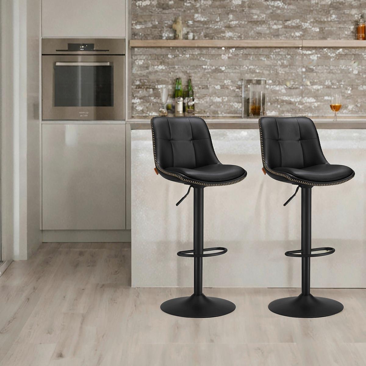 BARHOCKER BAR STOOLS - Schwarz, MODERN, Leder/Metall (42,9/93,1/48,1cm) - MID.YOU