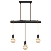 Hängeleuchte Gregor Schwarz max. 60 Watt - Schwarz, Design, Holz/Metall (60/5/120cm) - Globo