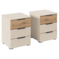 Nachtkästchenset Ellmau Champagner/Eiche - Champagner/Weiß, KONVENTIONELL, Holzwerkstoff/Metall (40/52cm) - Premium Living