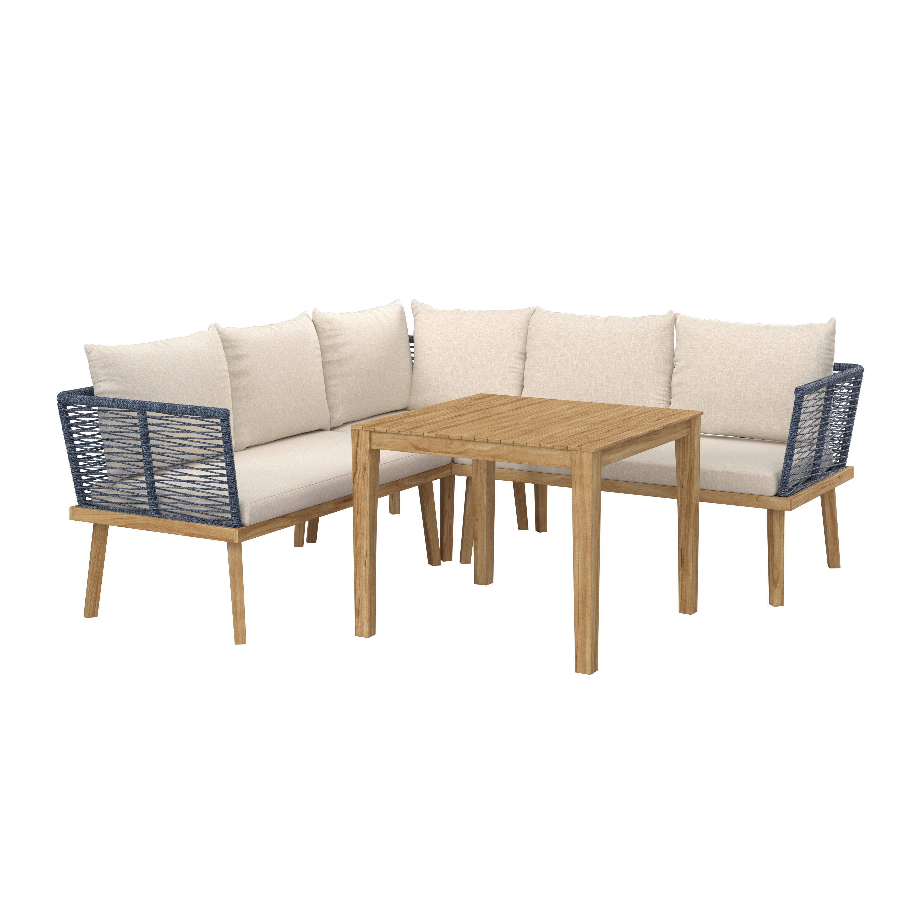 LOUNGESET JULINA - akaciefärgad/cremefärgad, Modern, metall/trä (205/76/72cm) - Bessagi Garden