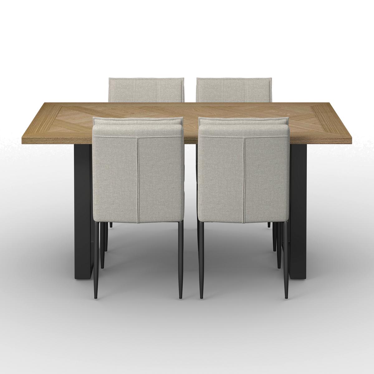 Jedilna Garnitura Abelia, Miza 160x90, 4x Stol - barve lesa evkaliptusa/črna, Moderno, kovina/tekstil - Bessagi Home
