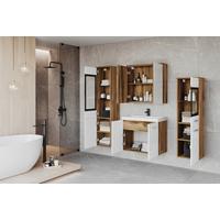 Badezimmer Badset Madrit || - Weiss/Eiche Wotan, Lifestyle, Glas/Keramik (120cm) - P & B