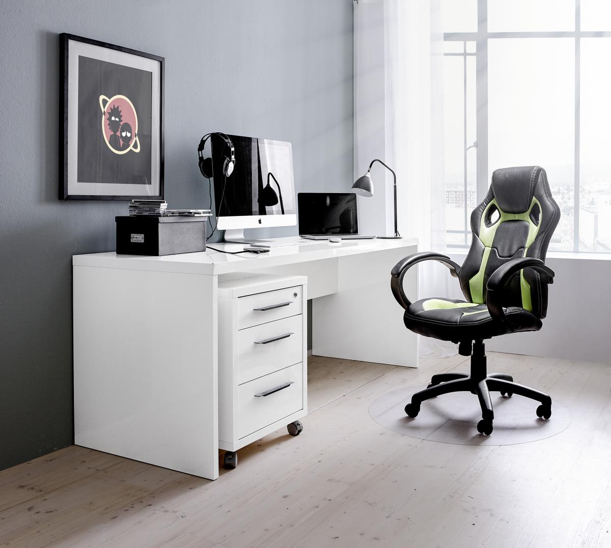 KRZESŁO GAMINGOWE MESUT - zielony/czarny, Design, tworzywo sztuczne/metal (61/110-120/63cm) - Carryhome