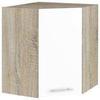 Dulap superior pe colț Corina - alb/culoare lemn stejar (60/72,4/34,6cm) - Based