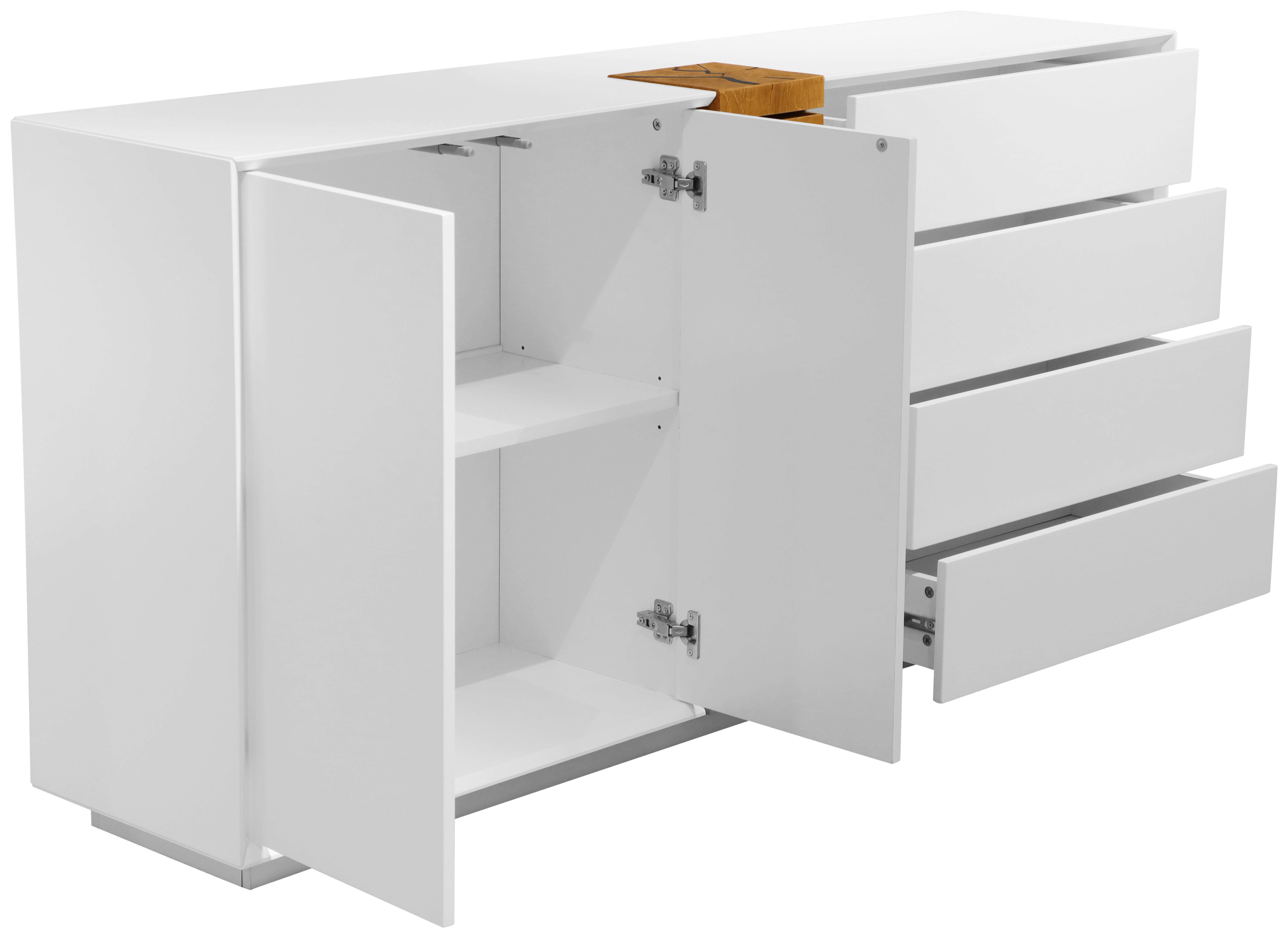 SIDEBOARD GIOVANNI - vit/ekfärgad, Modern, trämaterial/trä (170/85,5/40cm) - Premium Living