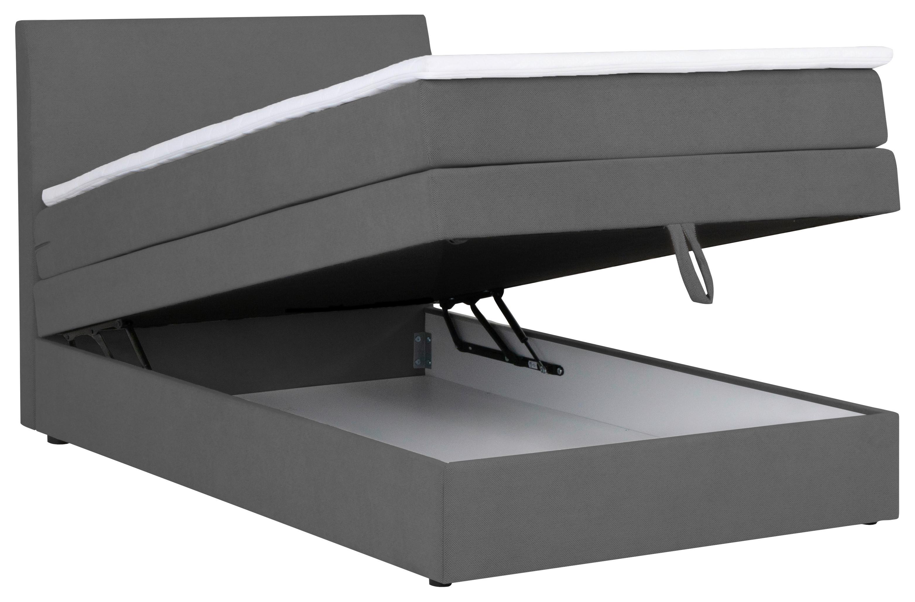 Boxspring Krevet Wickie - siva/crna, Konvencionalno, drvo/metal (120/200cm) - Modern Living