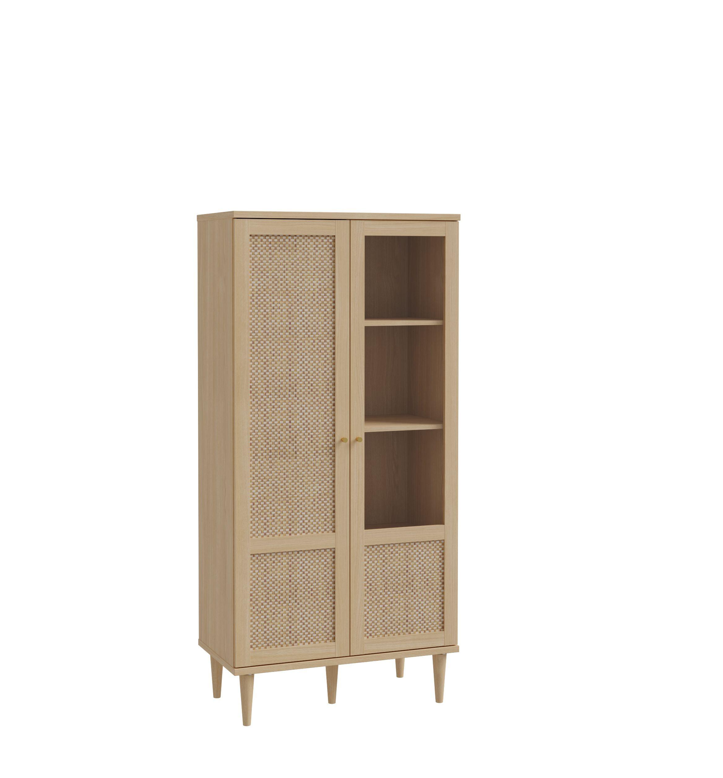 Vitrina Calasetta - boje hrasta/bež, Natur, staklo/drvni materijal (80,1/166,6/41,4cm) - Premium Living