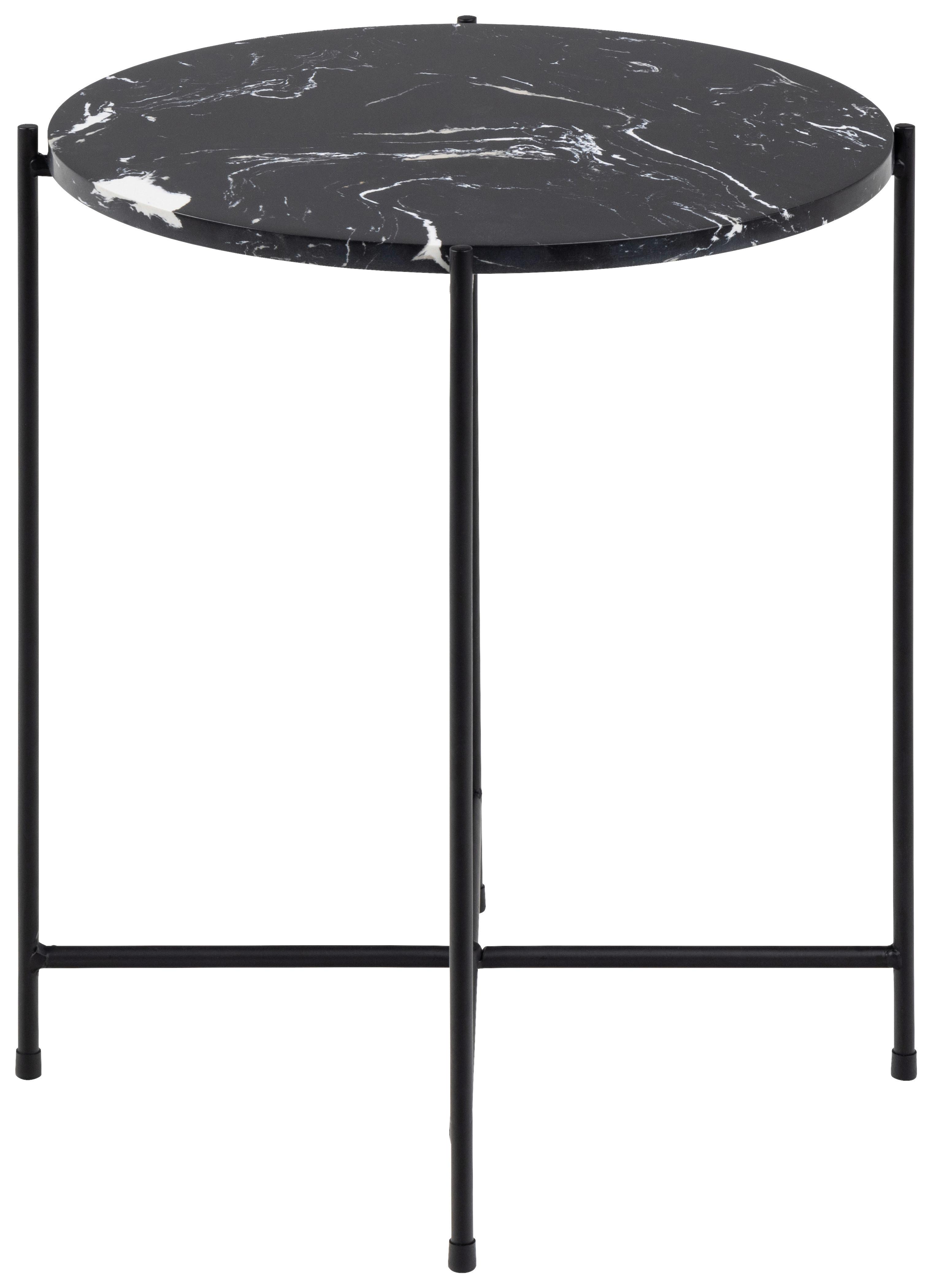 Masă auxiliară AVILA - negru, Trend, metal/piatră (42/42/45cm) - Modern Living