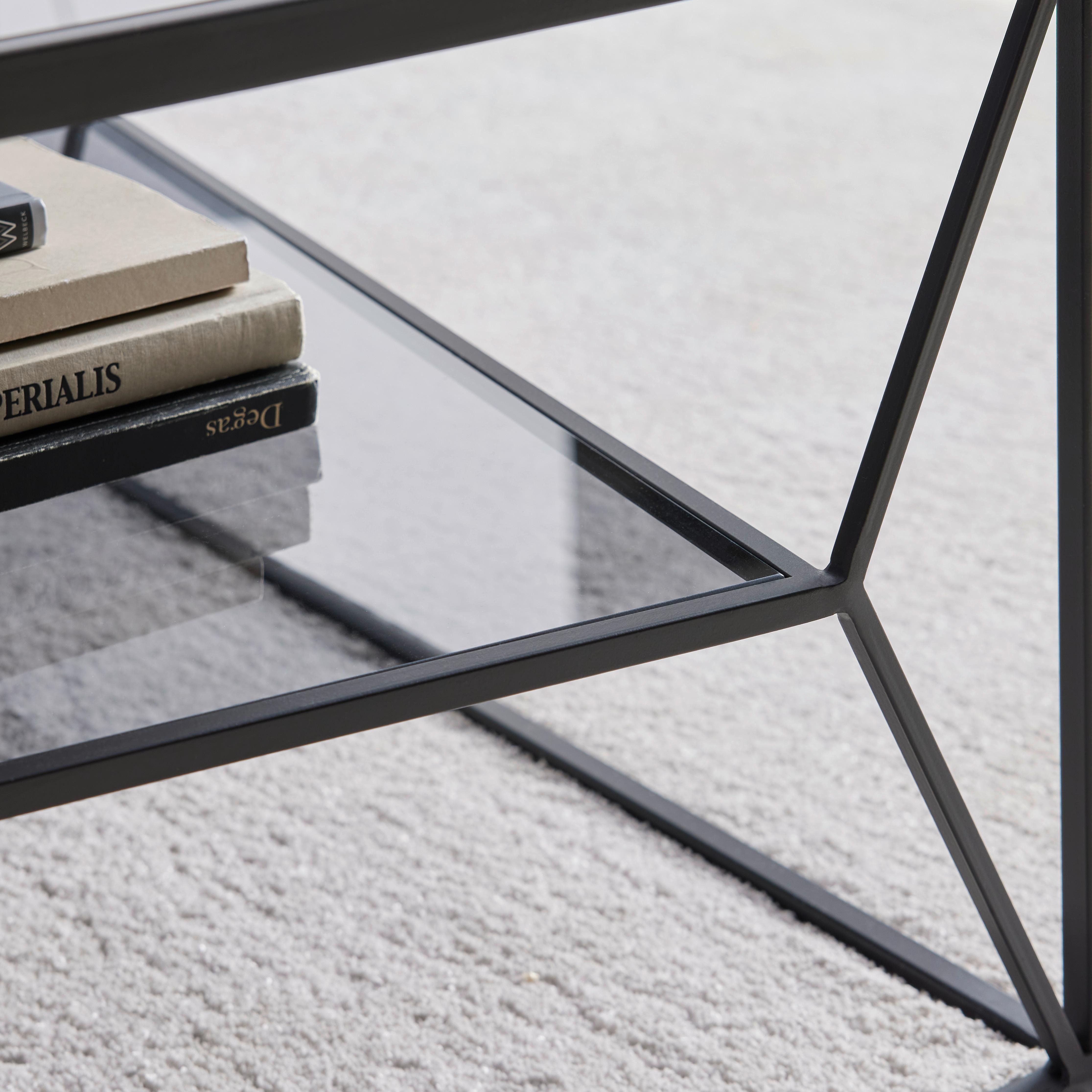 SOFFBORD ANGEL - grå/svart, Modern, metall/glas (70/38/70cm) - Premium Living