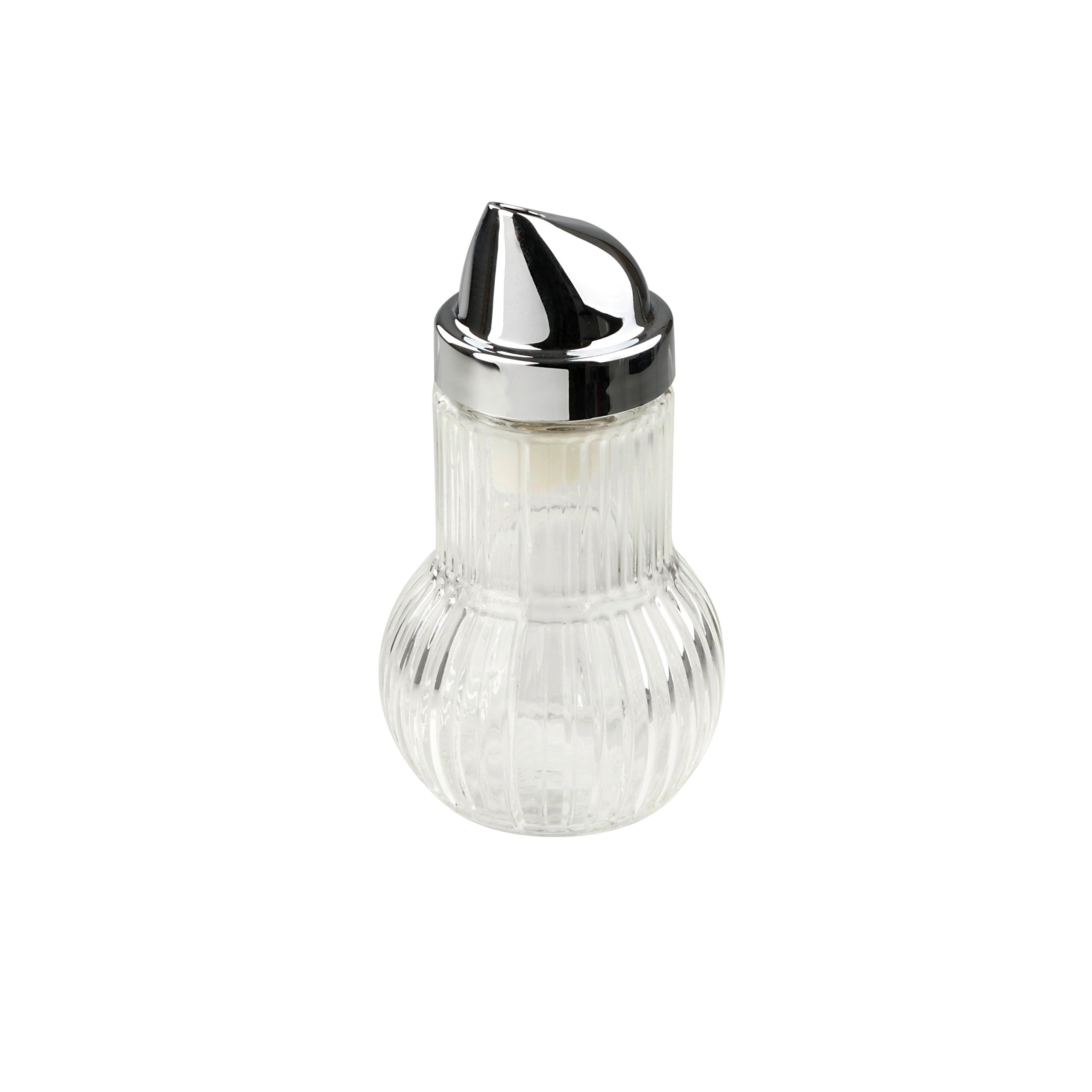Zuckerstreuer Sugar aus Glas ca. 160 ml - Transparent/Silberfarben, Glas/Kunststoff (160ml)