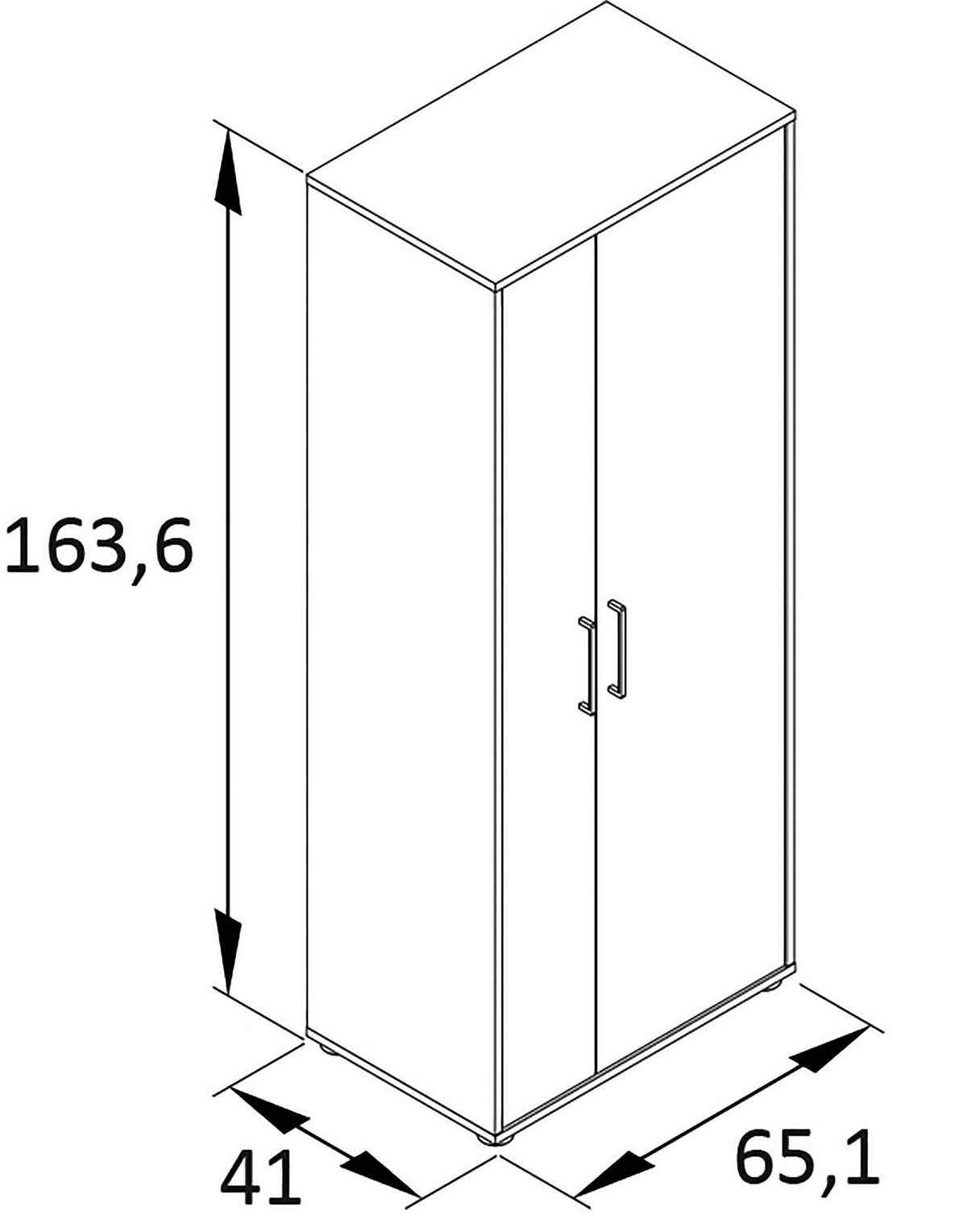 Aktenschrank Hank Schwarz/Eichefarben - Eichefarben/Schwarz, MODERN, Holzwerkstoff (65,1/163,6/41cm) - MID.YOU