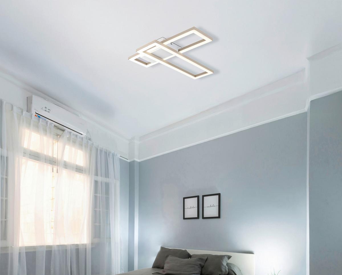 Led Stropna Svjetiljka Wilton - bijela/boje pijeska, Design, plastika (55/15,5/5,5cm) - Globo