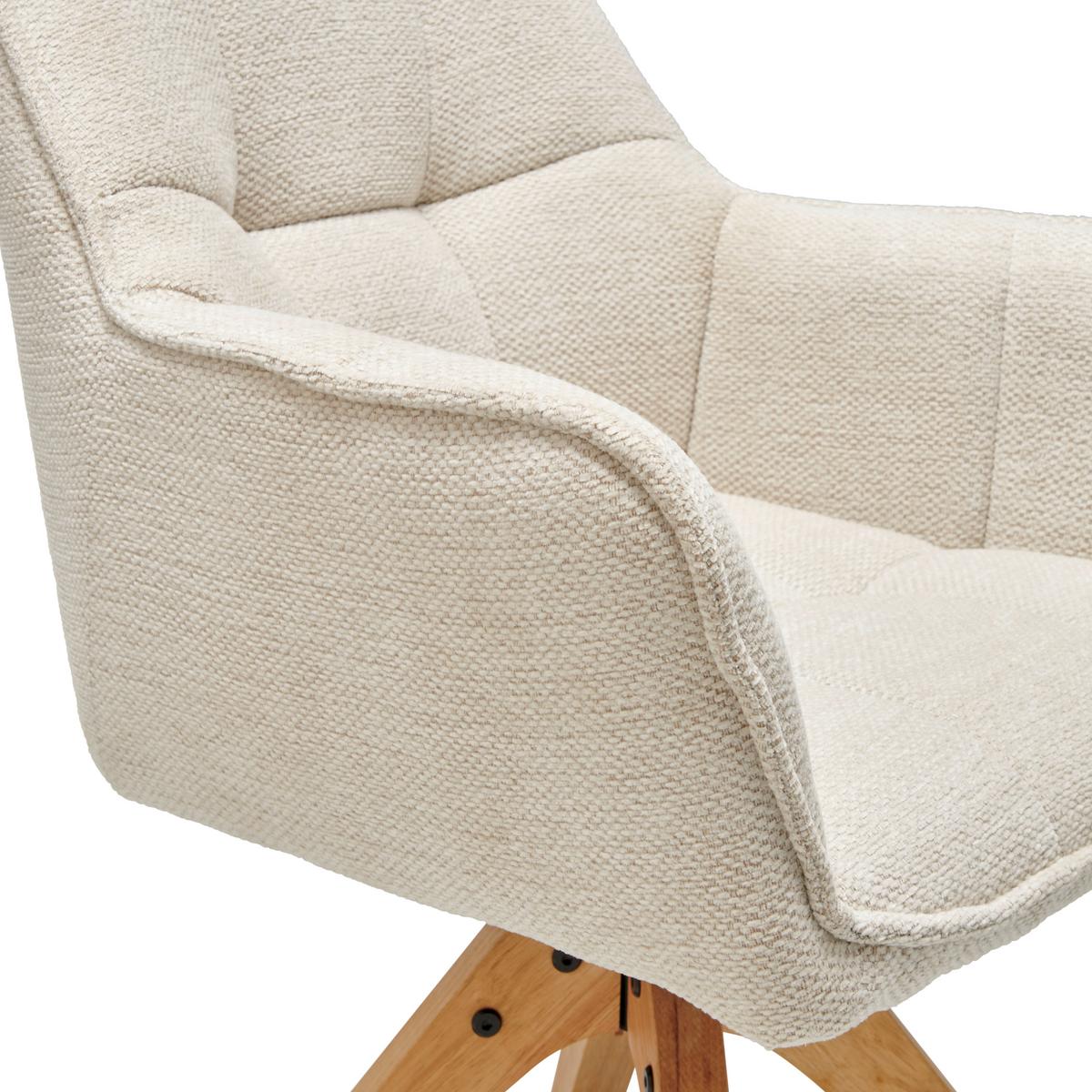 KRZESŁO Z PODŁOKIETNIKAMI KERRY - beżowy/kolor dębowy, Lifestyle, drewno/tkanina (61/85/63cm) - MID.YOU