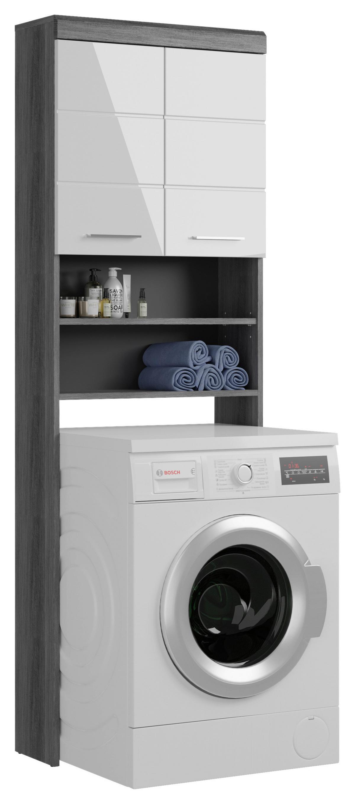 Waschmaschinenschrank Scout Anthrazit/Weiß ca.63x191x24cm - Chromfarben/Weiß Hochglanz, MODERN, Holzwerkstoff/Kunststoff (63/191/24cm) - MID.YOU