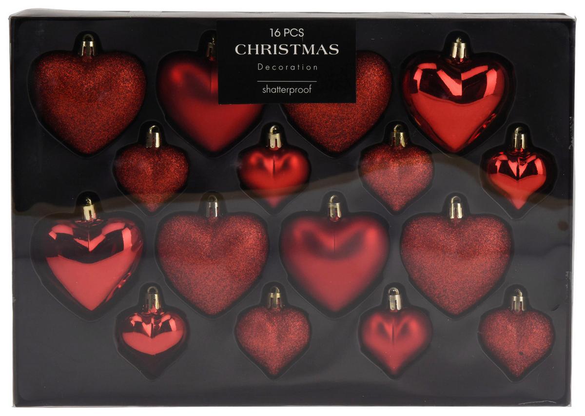 Christbaumkugel-Set HEART - Rot, Kunststoff (3,5/22,5/31,5cm)