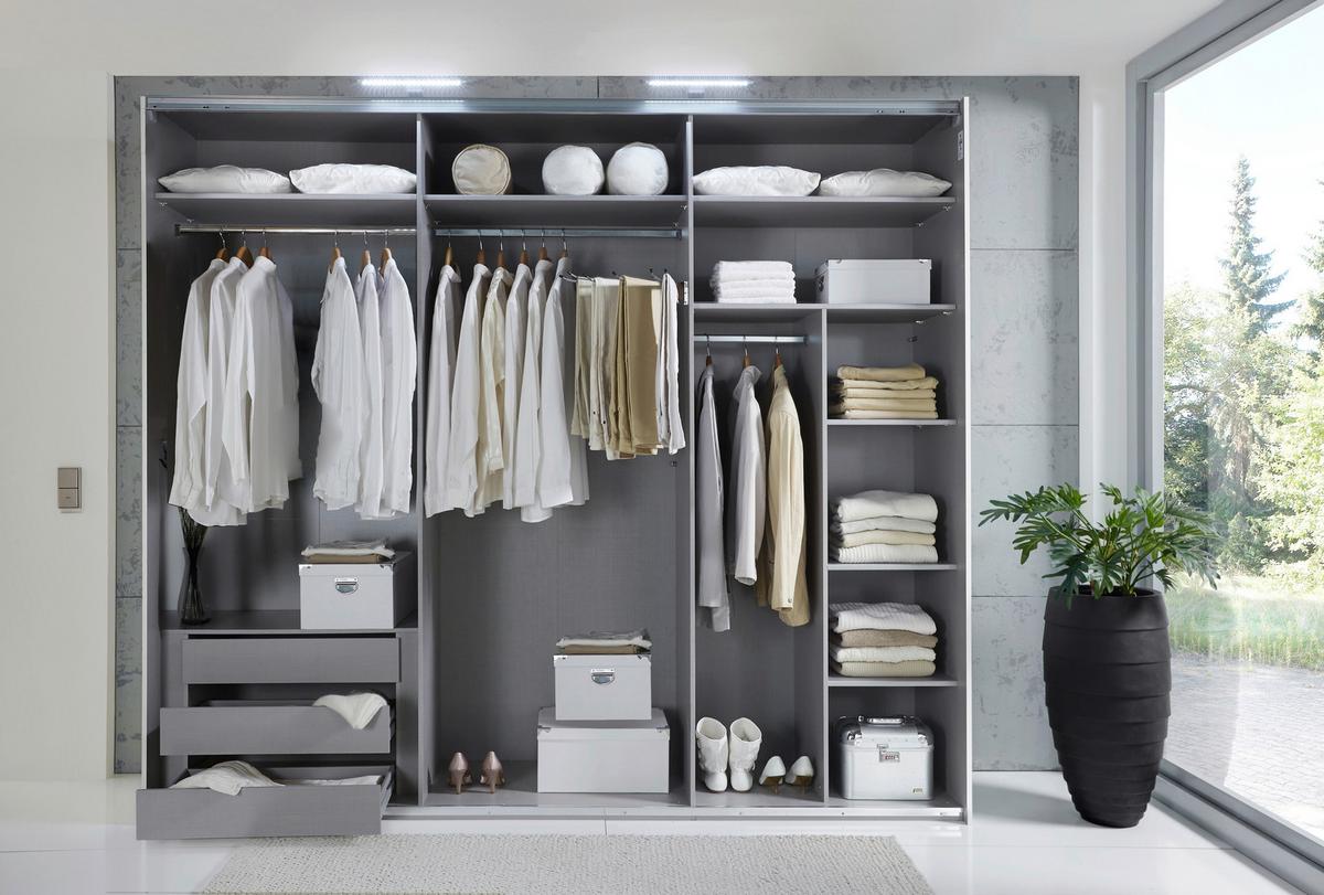 Omara Z Drsnimi Vrati Indiana - črna/bela, Konvencionalno, kovina/leseni material (300/216/65cm)