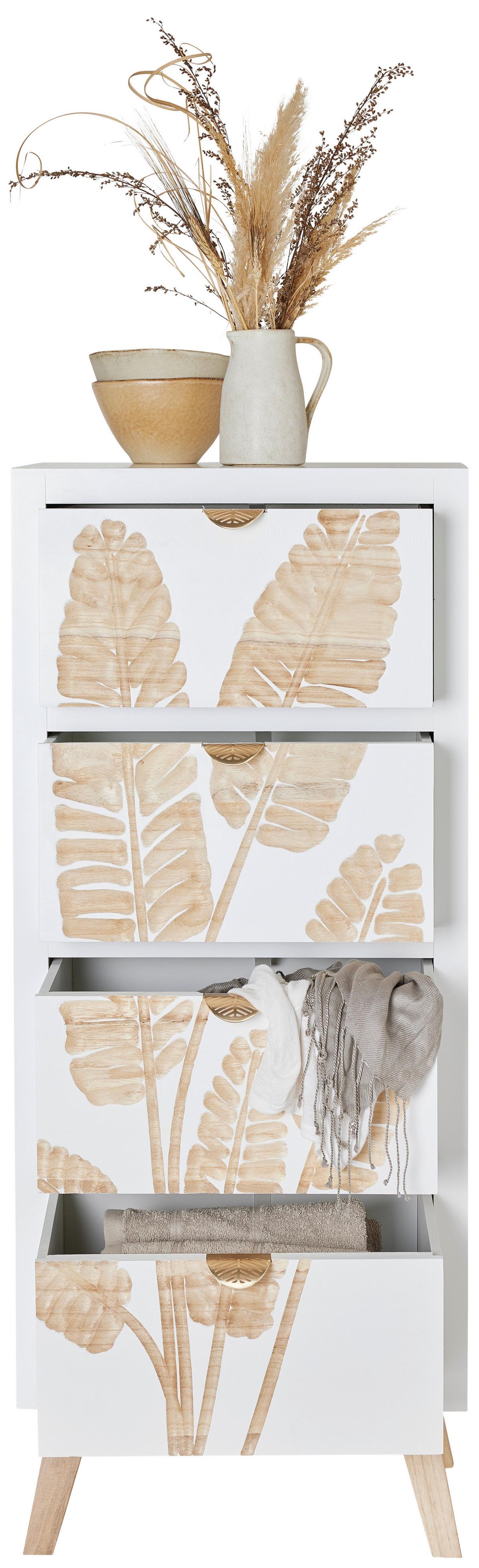 Comodă LEAFS - alb/culoare natur, Lifestyle, lemn/material pe bază de lemn (45/109/30cm) - Premium Living