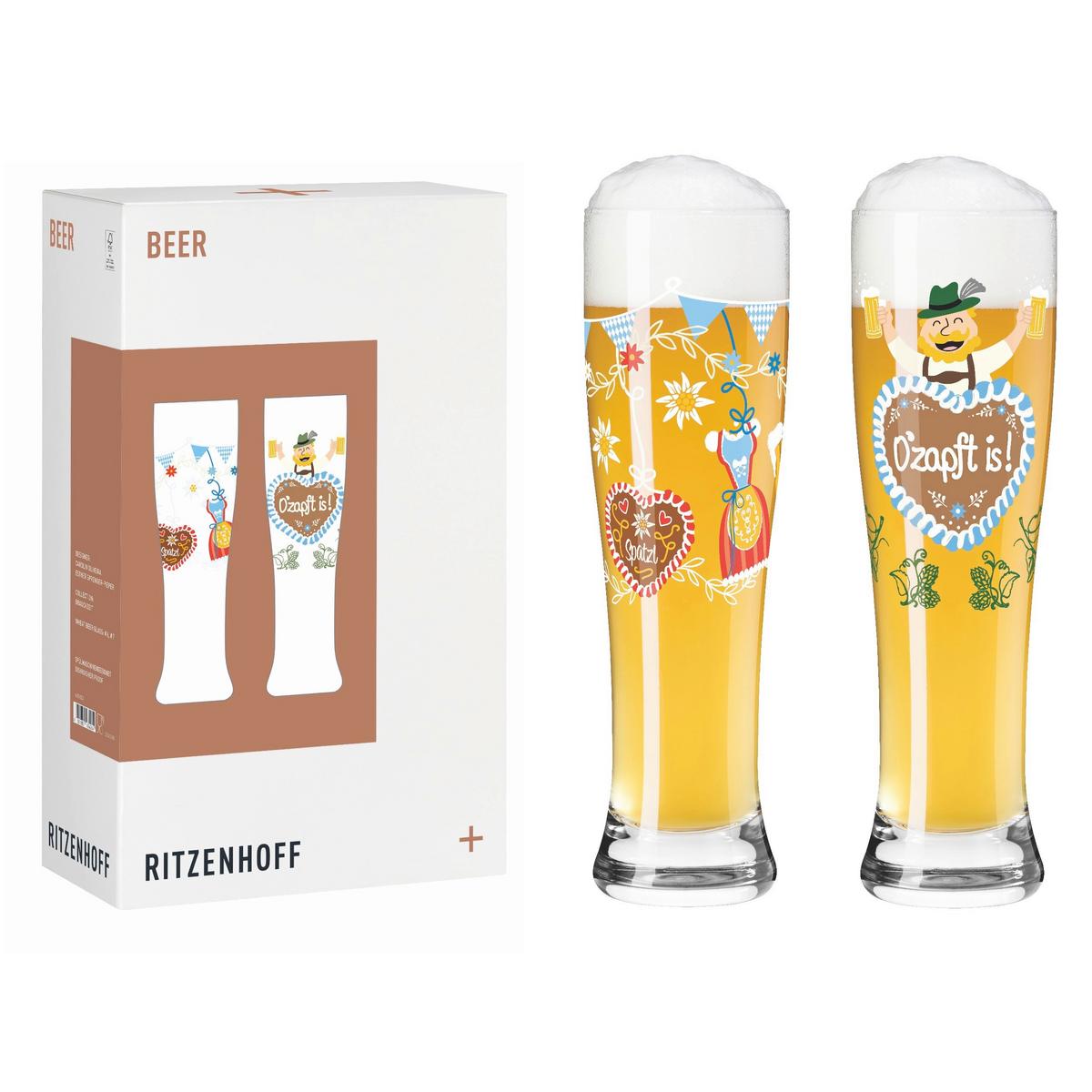 KOMPLET SZKŁA STOŁOWEGO 6021003 - zielony/czerwony, Basics, szkło (16,2/8,1/26,6cm) - Ritzenhoff