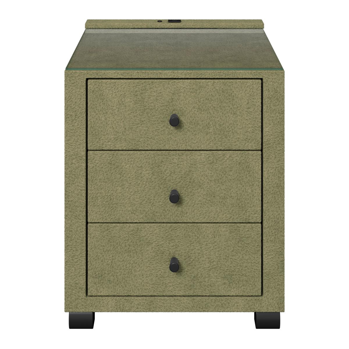 Noćni Ormarić Elysia - zelena, Trend, staklo/drvni materijal (48/68/45,5cm) - Premium Living