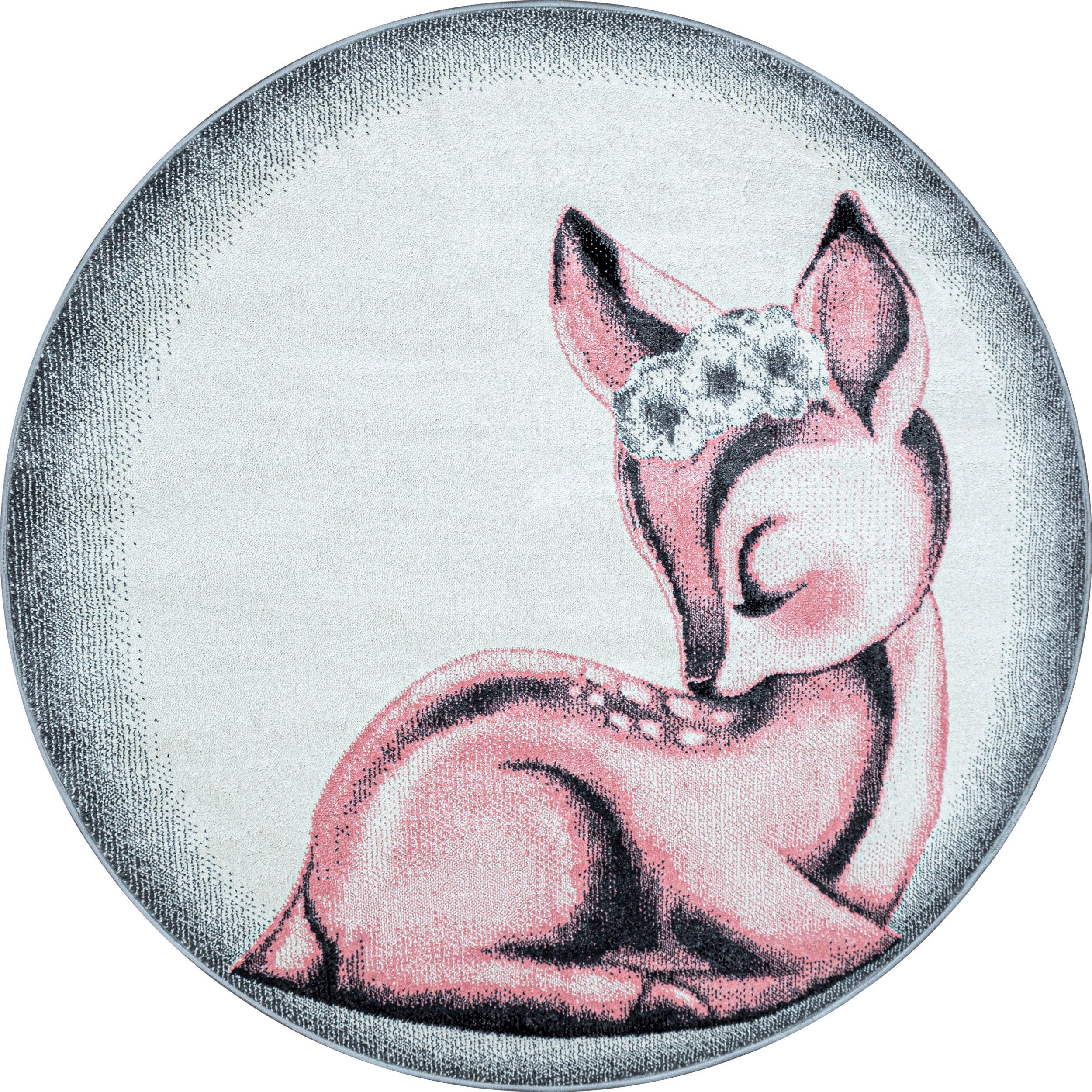 Kinderteppich Rosa Rosa Ø ca. 120 cm - Rosa, Trend, Textil (120cm) - Ayyildiz 