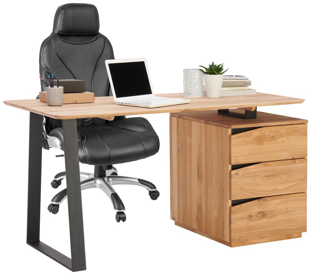 BIURKO LYNX -LINEA NATURA- - dąb dziki/czarny, Natur, metal/drewno (140/65/75cm) - Linea Natura