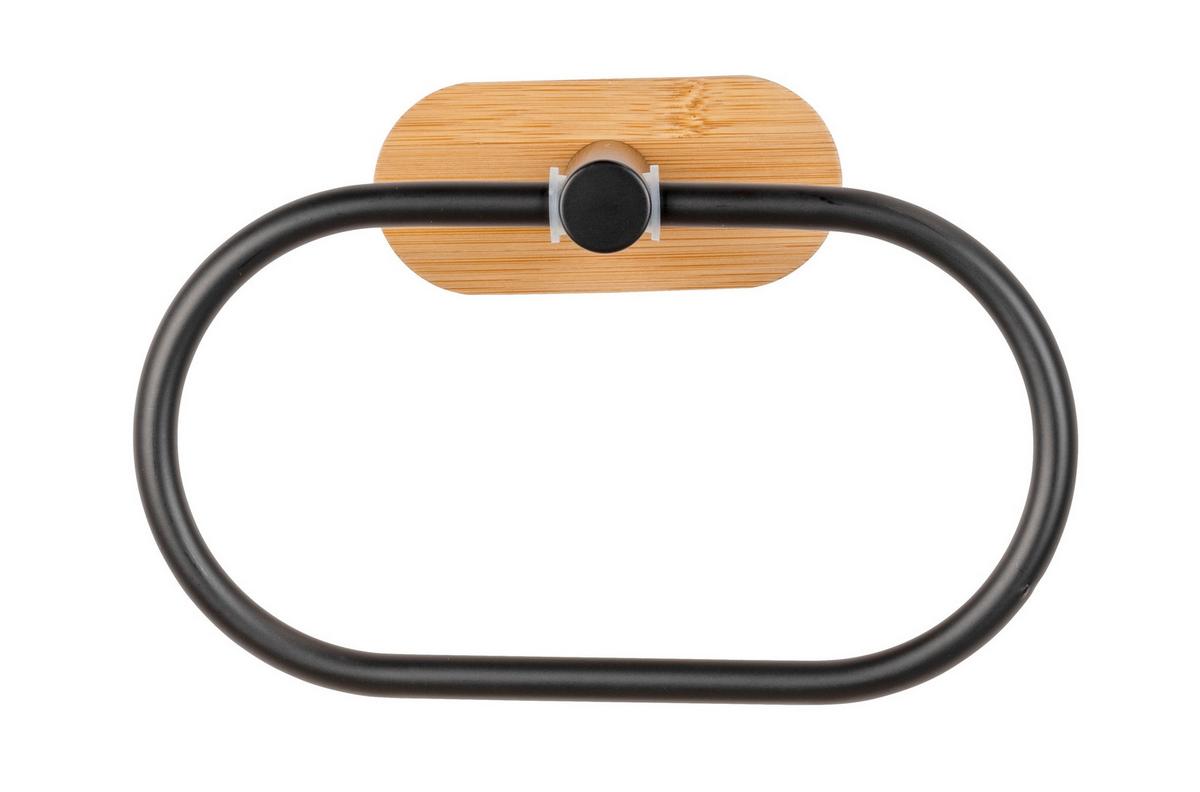 Handtuchhalter in Schwarz - Schwarz/Naturfarben, MODERN, Holz/Metall (19/12,5/8cm) - Mömax