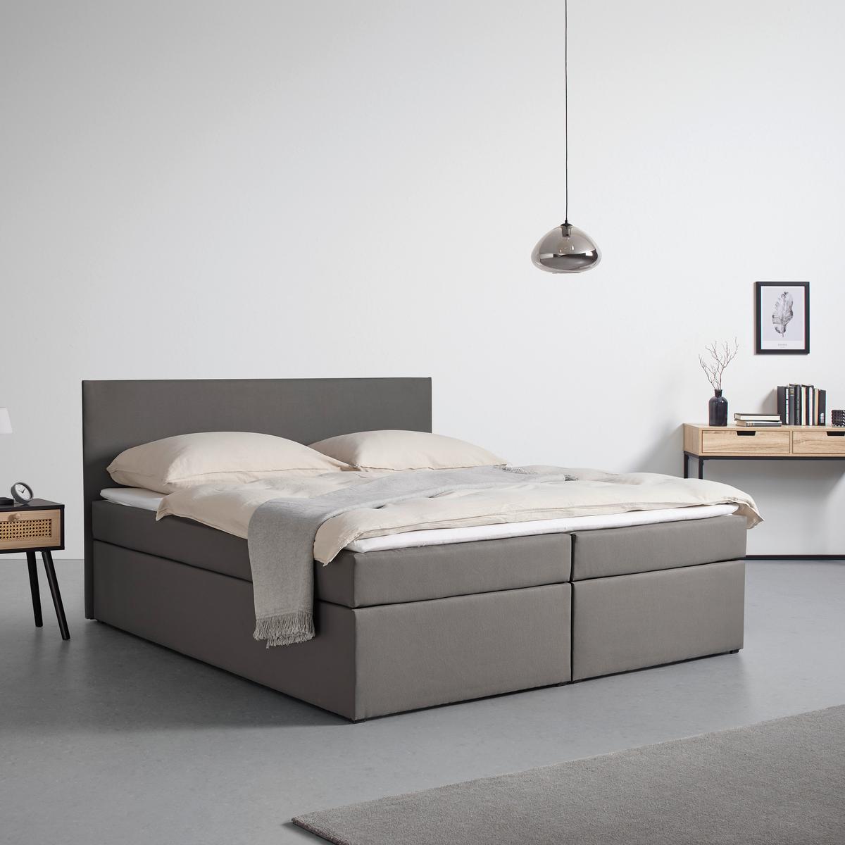 Box Ágy Lucy - szürke, Modern, faalapú anyag/textil (180/200cm) - Bessagi Home