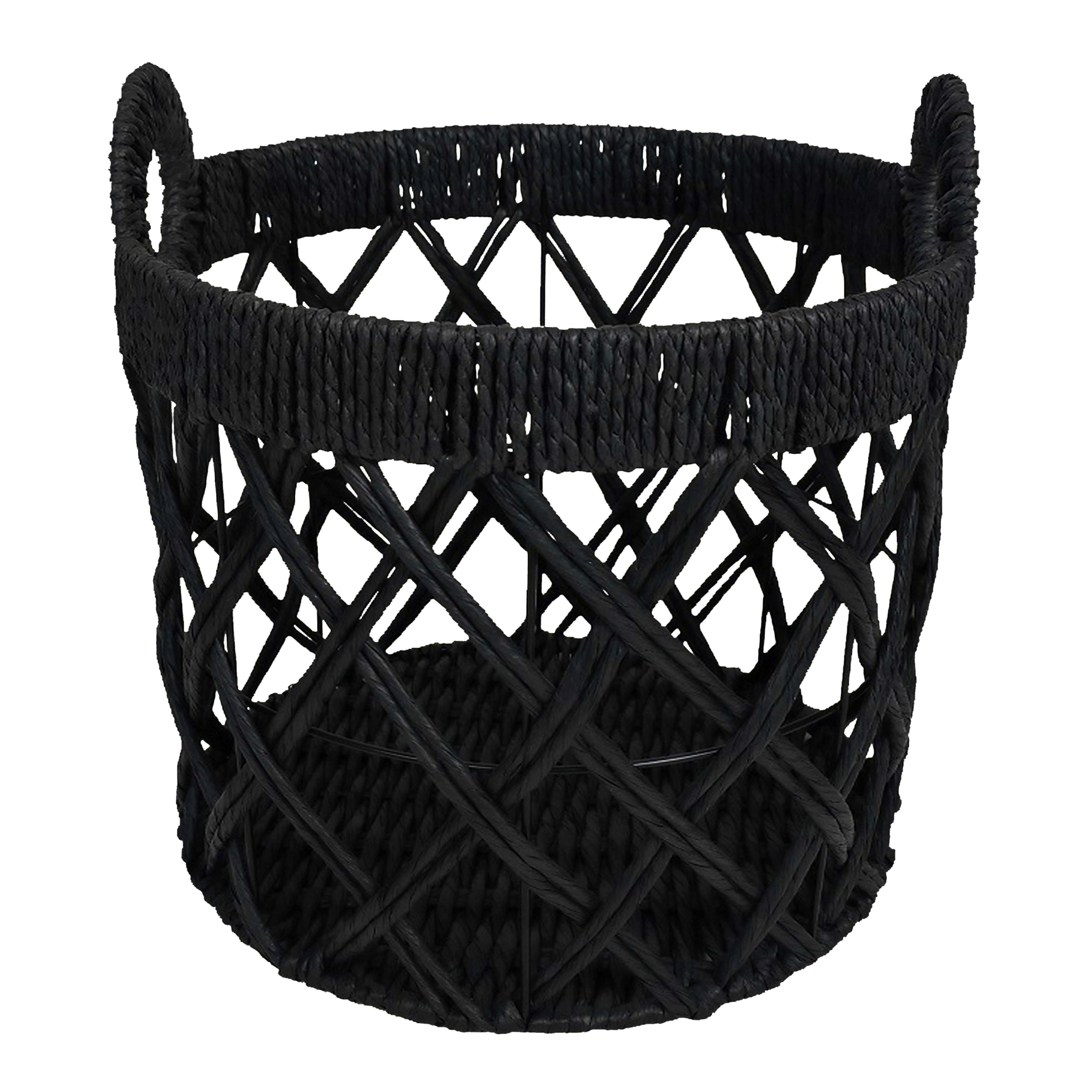 Korb Charly in Schwarz - Schwarz, MODERN, Papier/Metall (35/38cm) - Modern Living