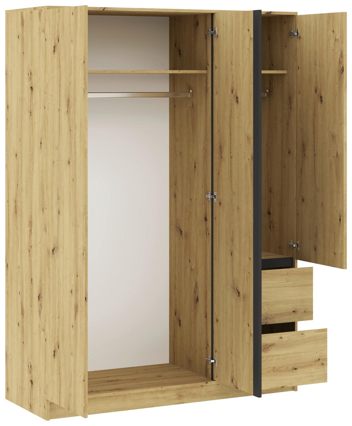Kleiderschrank Basit Eiche Artisan - Eiche Artisan, Konventionell, Holzwerkstoff (147/206/57cm) - Mömax