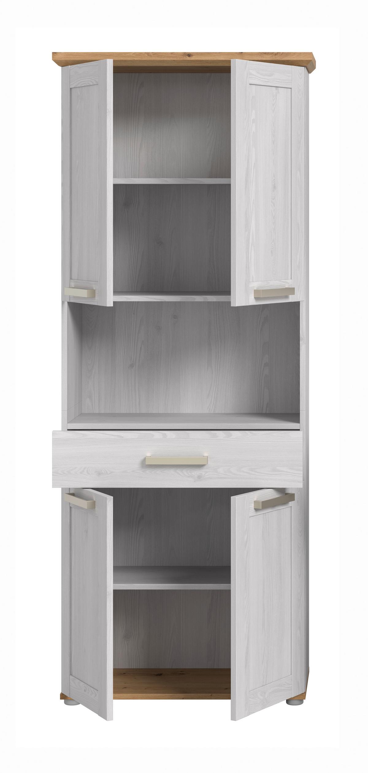 HOCHSCHRANK VERONA - Silberfarben/Lärchefarben, Trend, Holzwerkstoff/Kunststoff (74/187/34cm) - MID.YOU