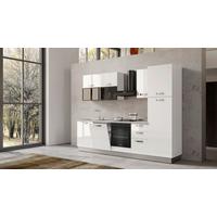 Blok Kuhinja Sa Uređajima Vania - boja aluminijuma/bela visoki sjaj, Konvencionalno, metal/pločasti materijal (285/216/60cm) - Best Price