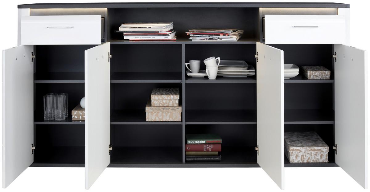 Comodă înaltă Alassio - alb/grafit, Modern, material pe bază de lemn (203,6/104/40,5cm) - Mömax