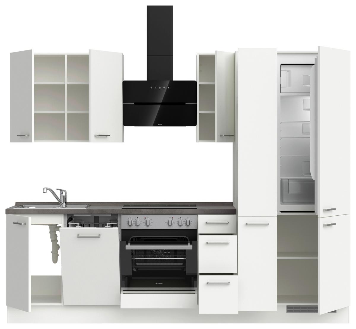 Küchenleerblock Touch High o. Geräte Weiß - Edelstahlfarben/Weiß, MODERN, Holzwerkstoff/Metall (270cm) - Nobilia