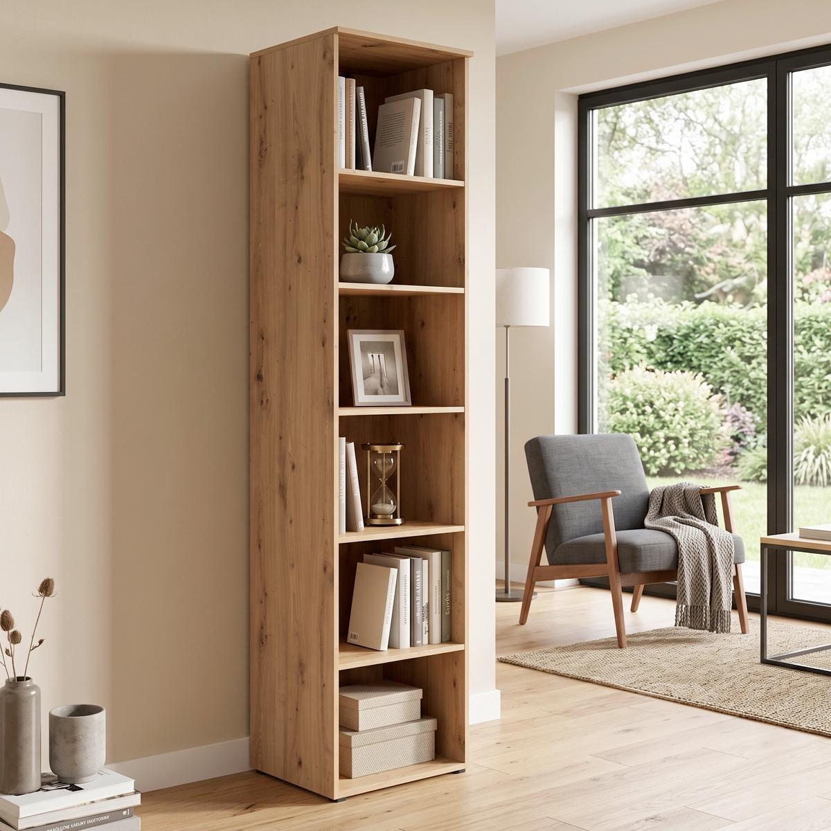 Polica Multi - antracit/hrast artisan, Moderno, pločasti materijal/plastika (45/195/40cm) - Modern Living
