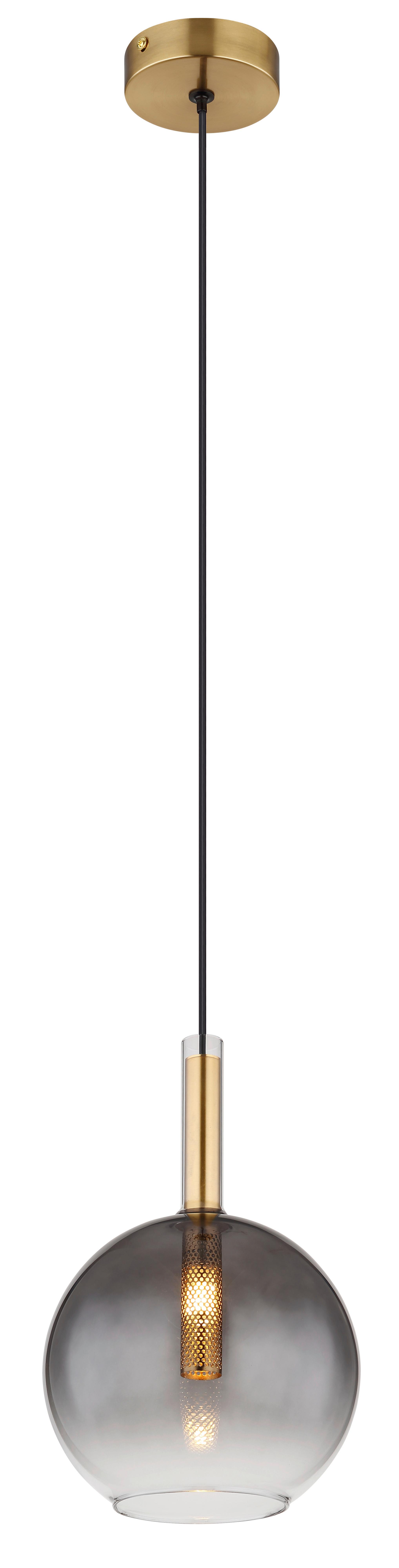 HÄNGELEUCHTE 16045H1 - Klar/Messingfarben, Design, Glas/Metall (18/120cm) - Globo