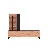 Wohnwand Margate Schwarz/Eiche Artisan - Schwarz/Eiche Artisan, MODERN, Holzwerkstoff/Kunststoff (208/167/40cm) - P & B