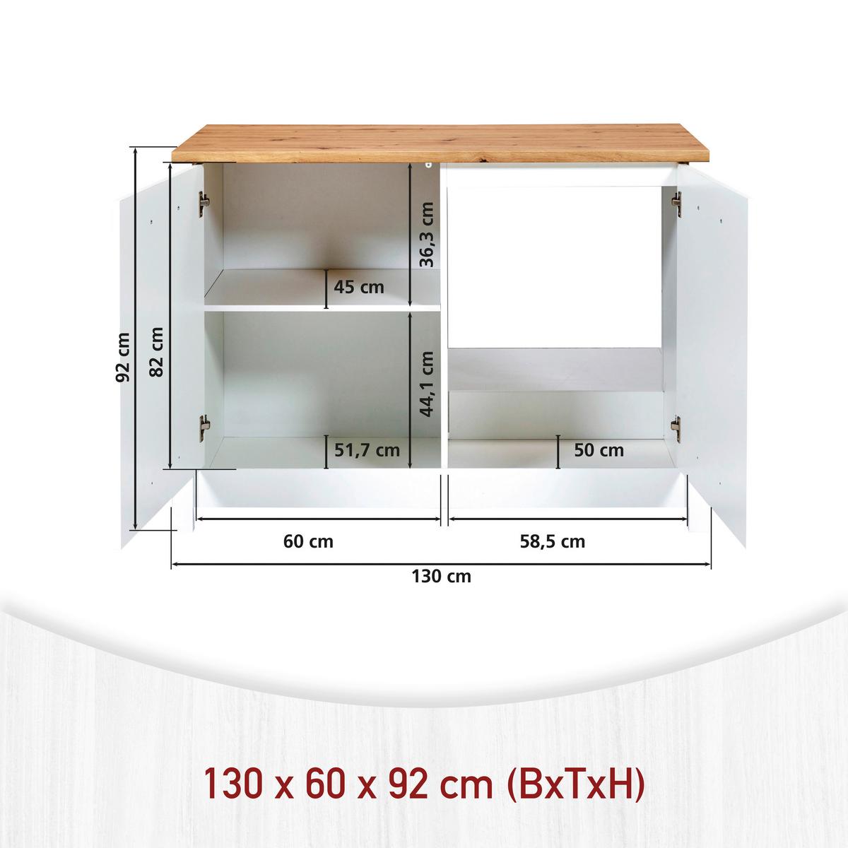 Mosogatószekrény Sicilia - Artisan tölgy/ezüstszínű, Romantik / Landhaus, faalapú anyag/fém (130,3/92/60cm) - Mömax