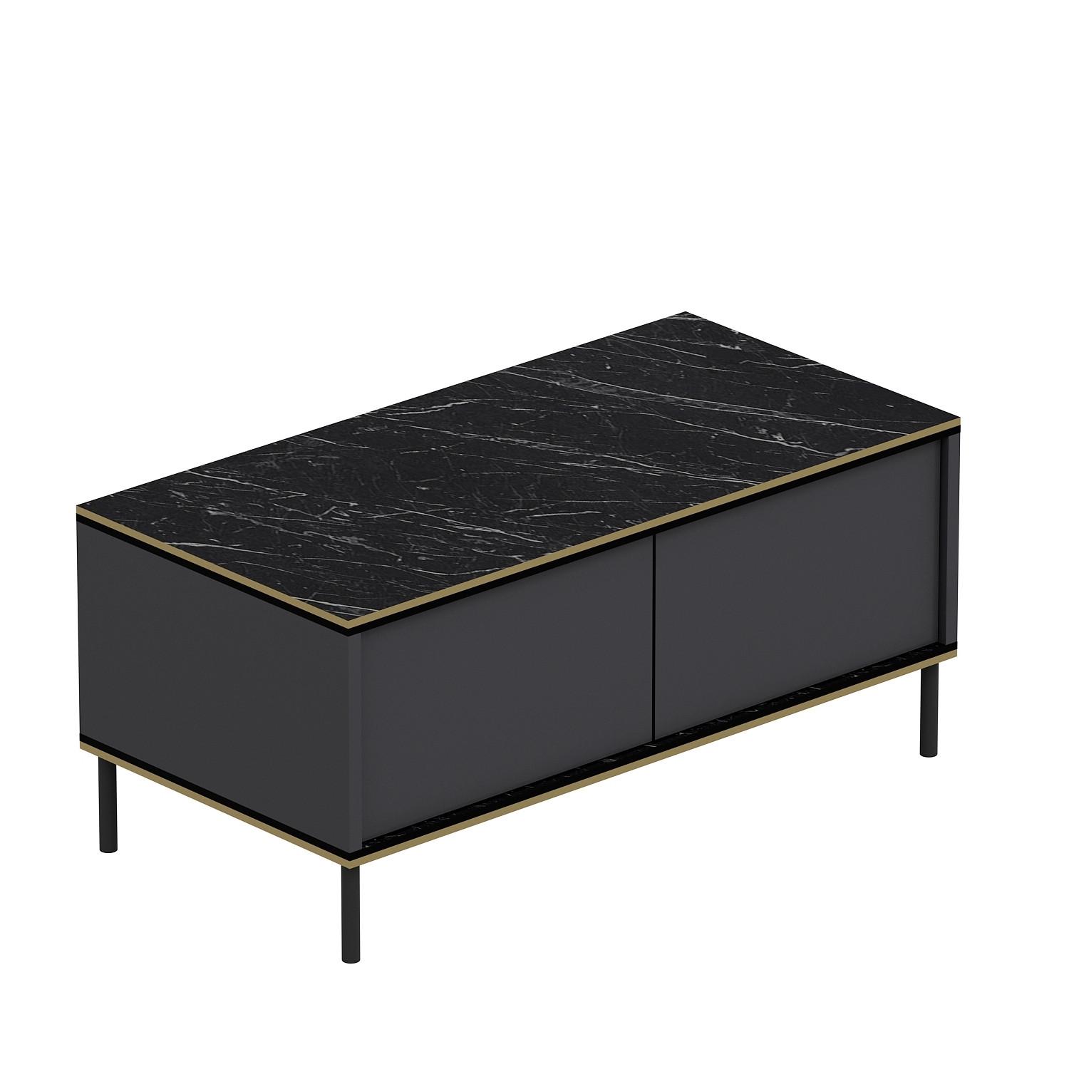 Couchtisch Imaj Couchtisch - Anthrazit/Schwarz, Design, Holzwerkstoff/Metall (90/45/40cm) - Livetastic