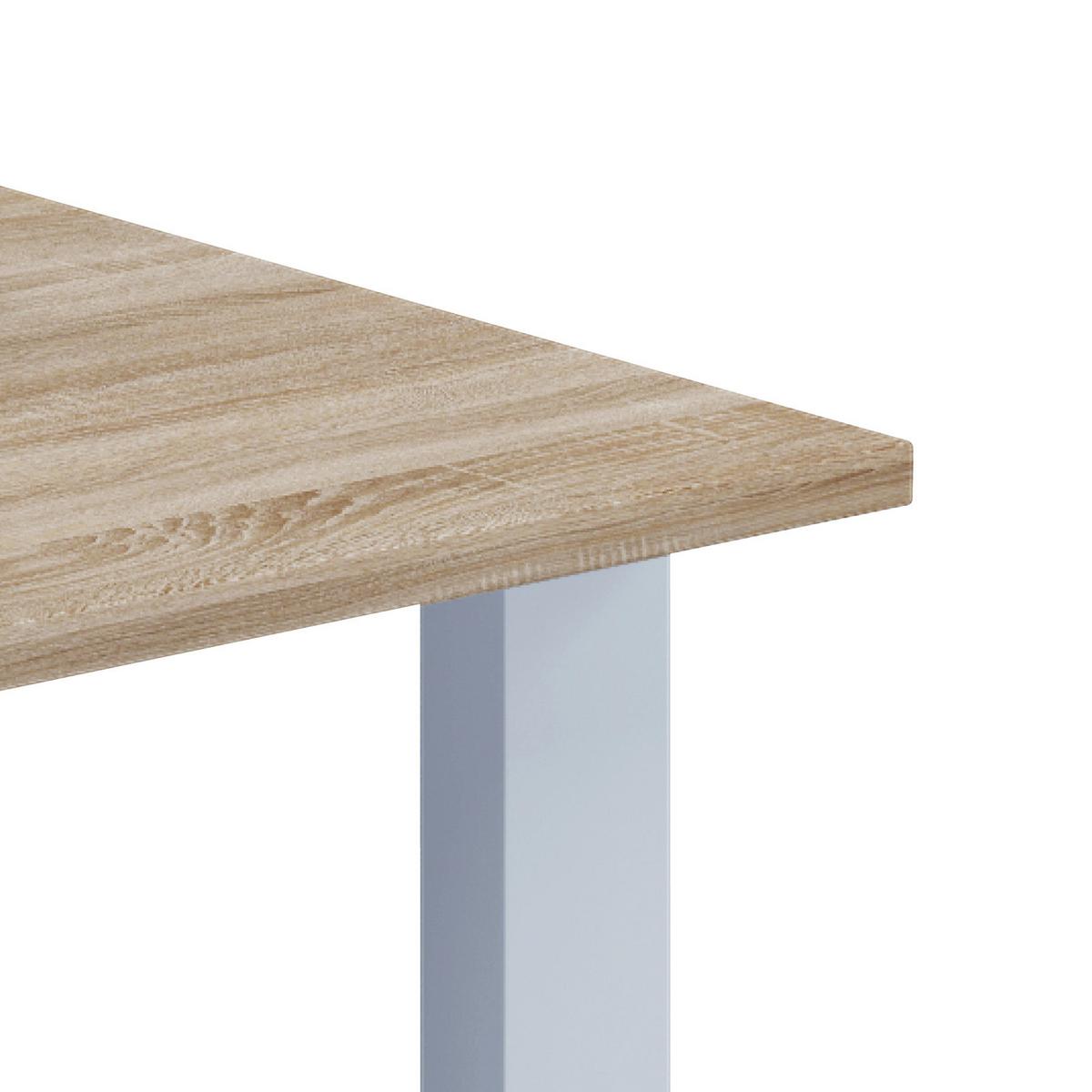 Pisalna Miza Lona, Hrast, 140x80cm - bela/hrast sonoma, Moderno, kovina/leseni material (140/80/76cm) - MID.YOU