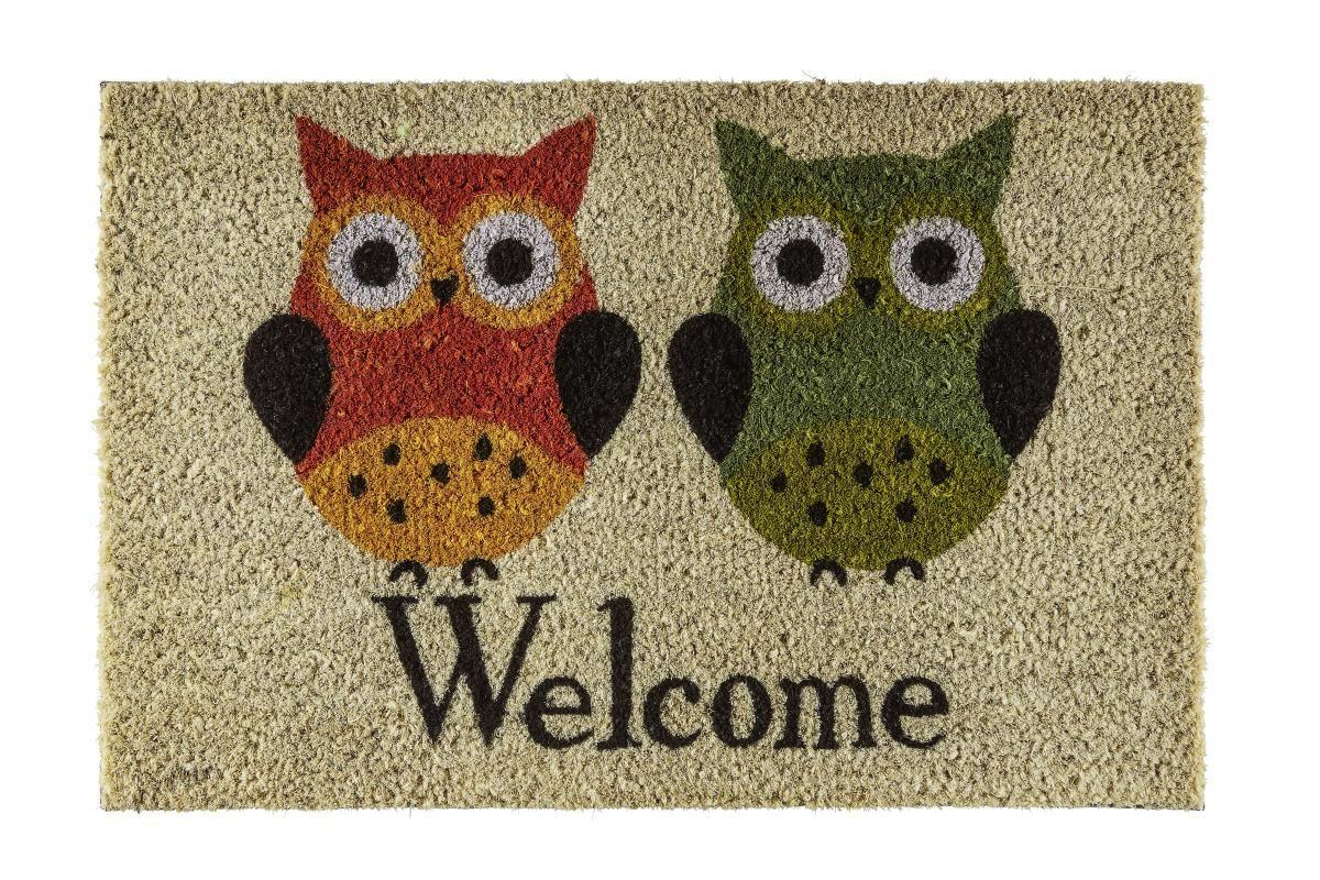 Fussmatte Willkommen Eule in Naturfarben ca. 40x60cm - Naturfarben, Textil (40/60cm) - Modern Living