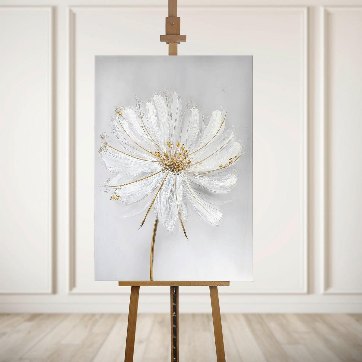Leinwandbild Gentle Petals Weiß/Goldfarben ca. 70x100cm - Goldfarben/Weiß, Basics, Holz/Textil (70/100cm)