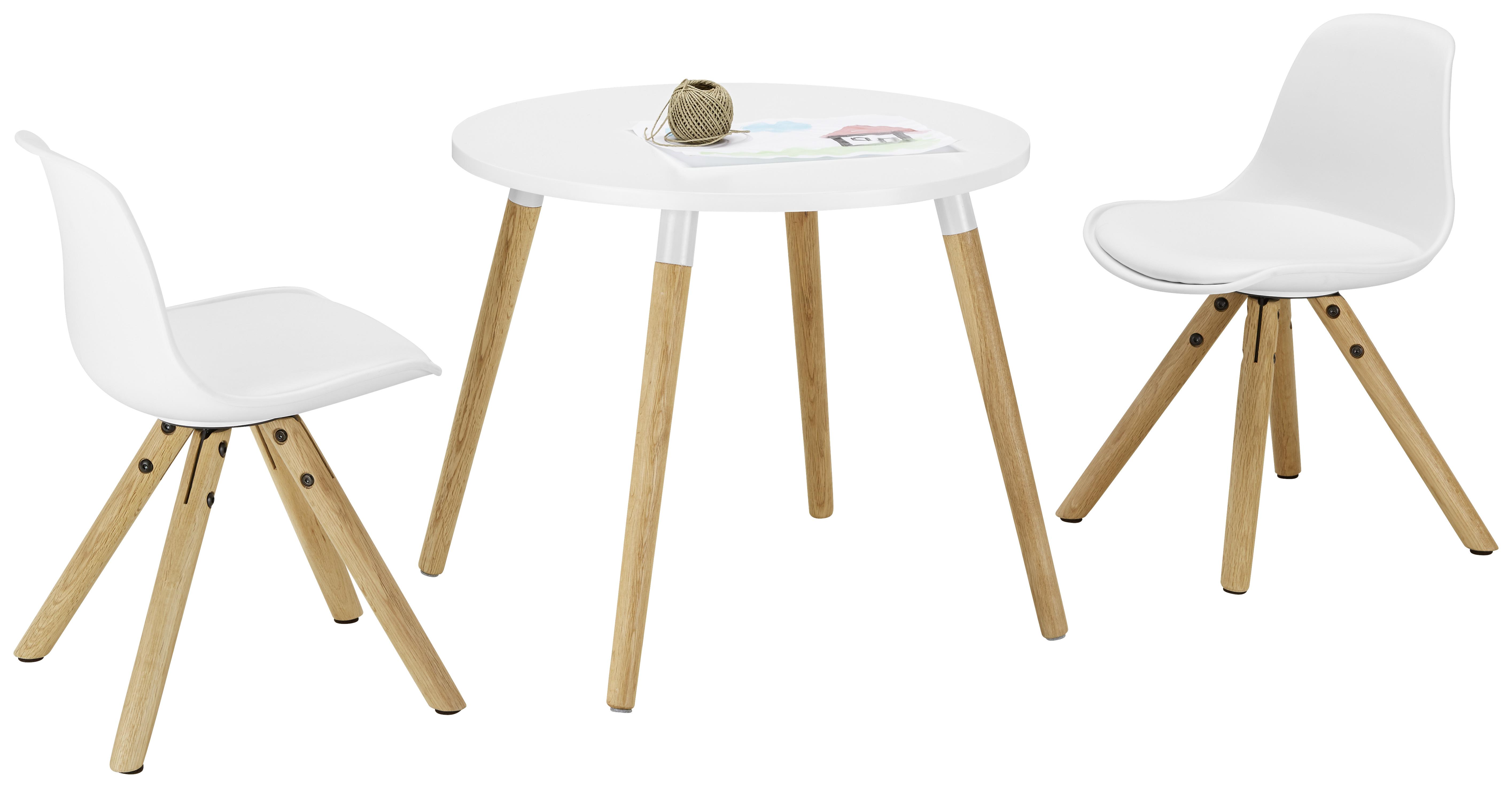 Kindertisch Weiss/Naturfarben - Weiss/Eichefarben, Modern, Holz/Holzwerkstoff (60/46/60cm) - Zandiara