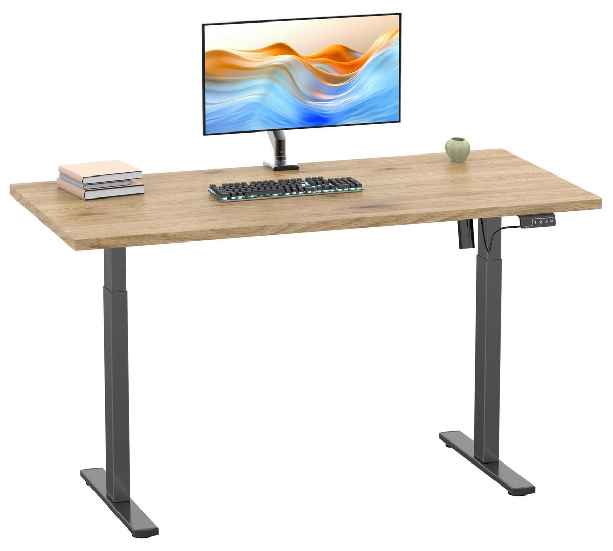 SCHREIBTISCH E-LONA - Honigeiche/Silberfarben, Design, Holzwerkstoff/Metall (140/71/80cm) - MID.YOU
