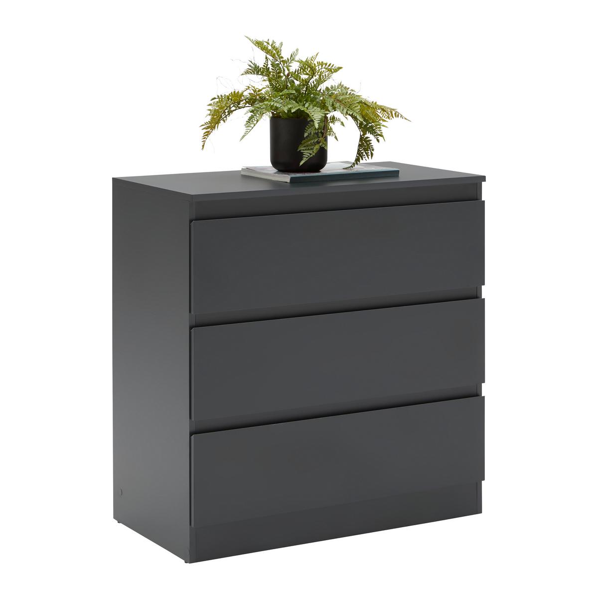 Komoda Mara - boje srebrnog hrasta/crna, Konvencionalno, drvni materijal/plastika (77/80/42cm) - Modern Living