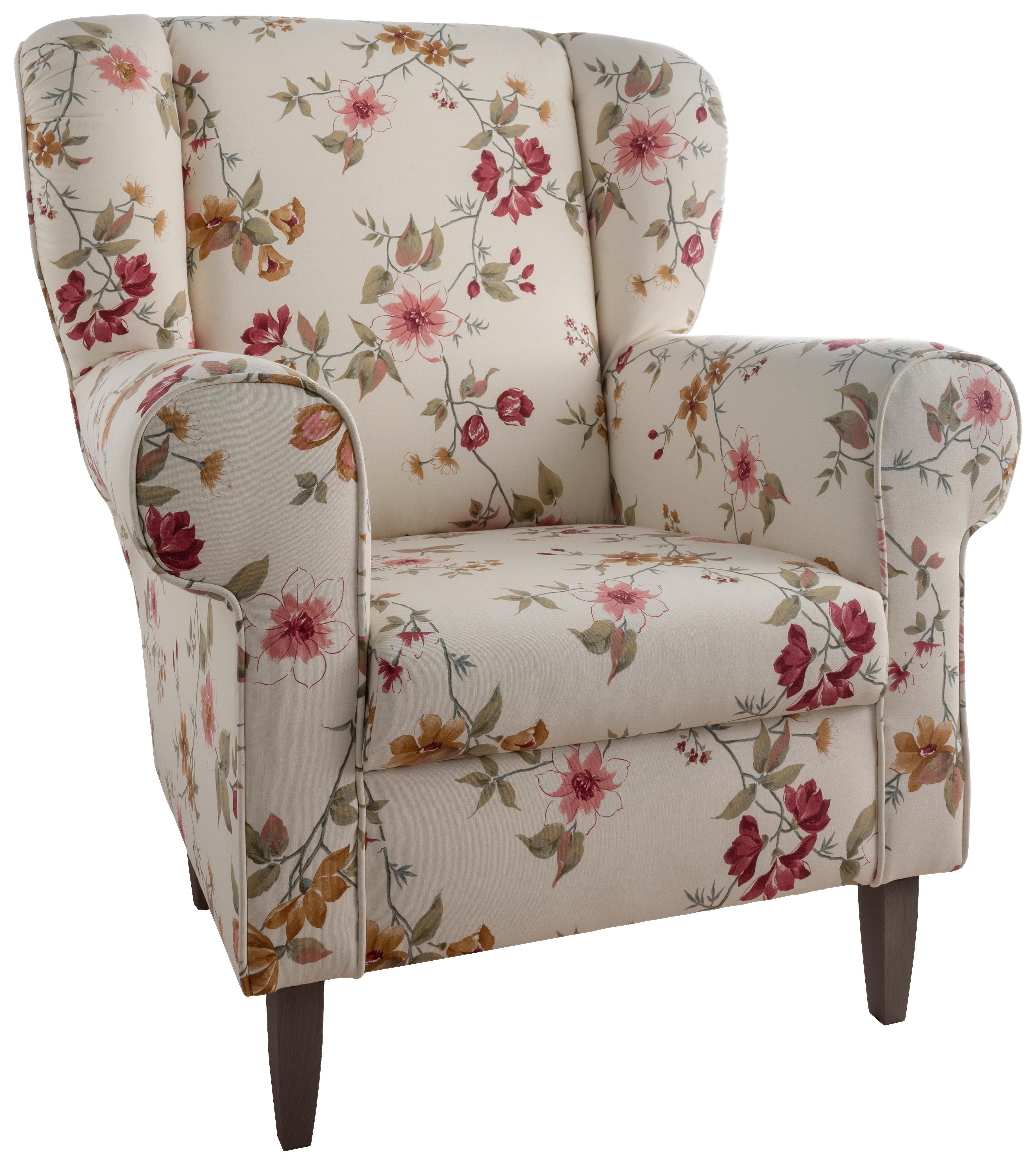 Relaxsessel Asino Beige/Rot Webstoff - Wengefarben/Beige, KONVENTIONELL, Holz/Textil (80/102/86cm) - Livetastic