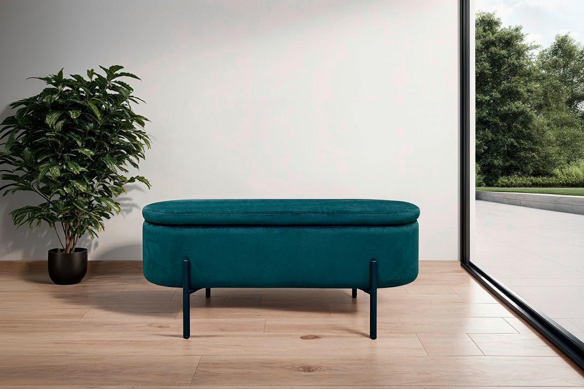 Sitzbank Nova Dunkelgrün Samt - Dunkelgrün/Schwarz, Design, Textil/Metall (95/42/38cm) - MID.YOU