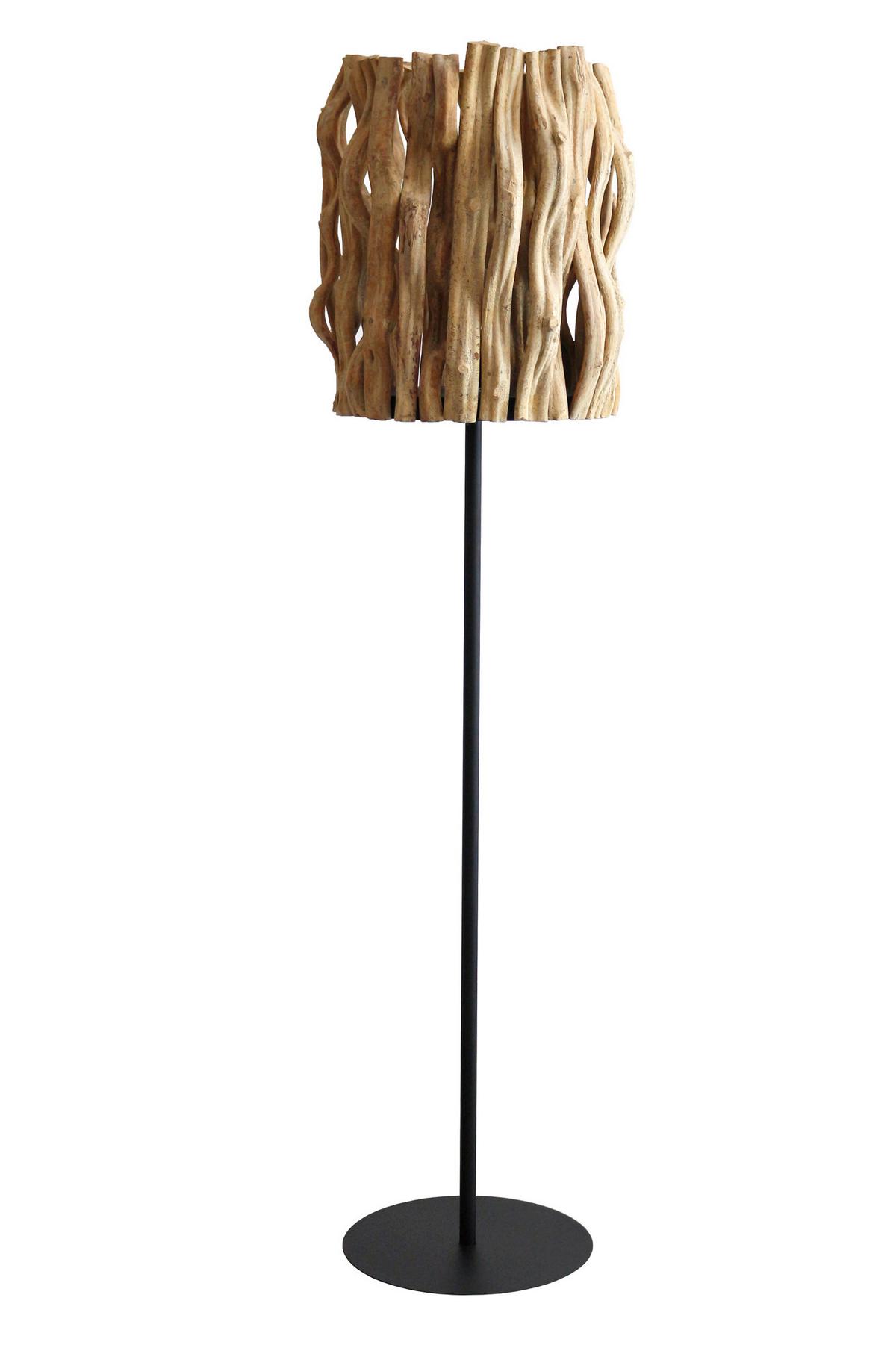 Stoječa Svetilka Driftwood - črna/naravne barve, Design, kovina/les (33/140/33cm) - P & B