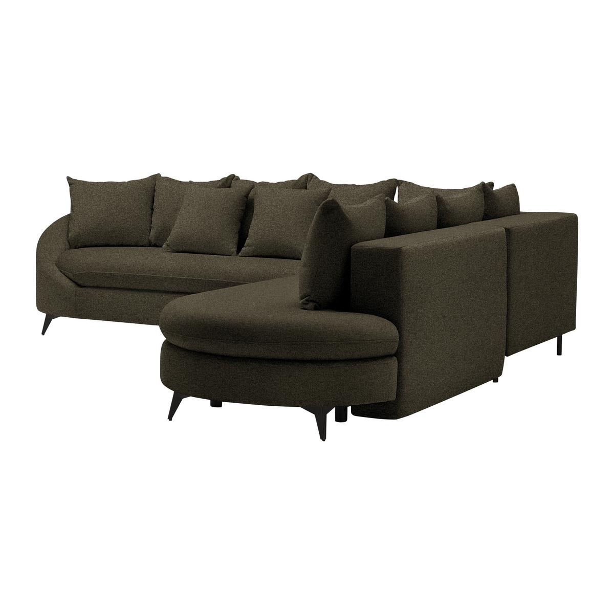 Ecksofa Axel Dunkelgrün - Dunkelgrün/Schwarz, MODERN, Textil/Metall (291/87/250cm) - Mömax