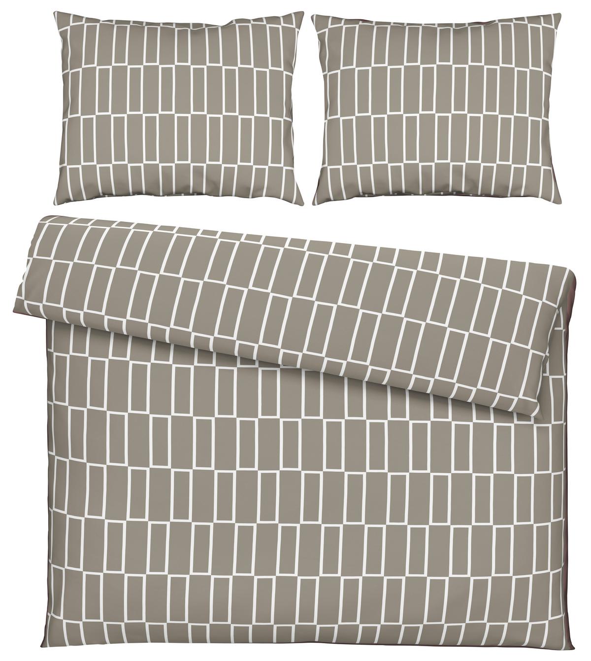 Posteljnina Brigg, Več Barv, 2x60/80, 200/200 - rjavosiva/črna, tekstil (200/200cm) - Modern Living