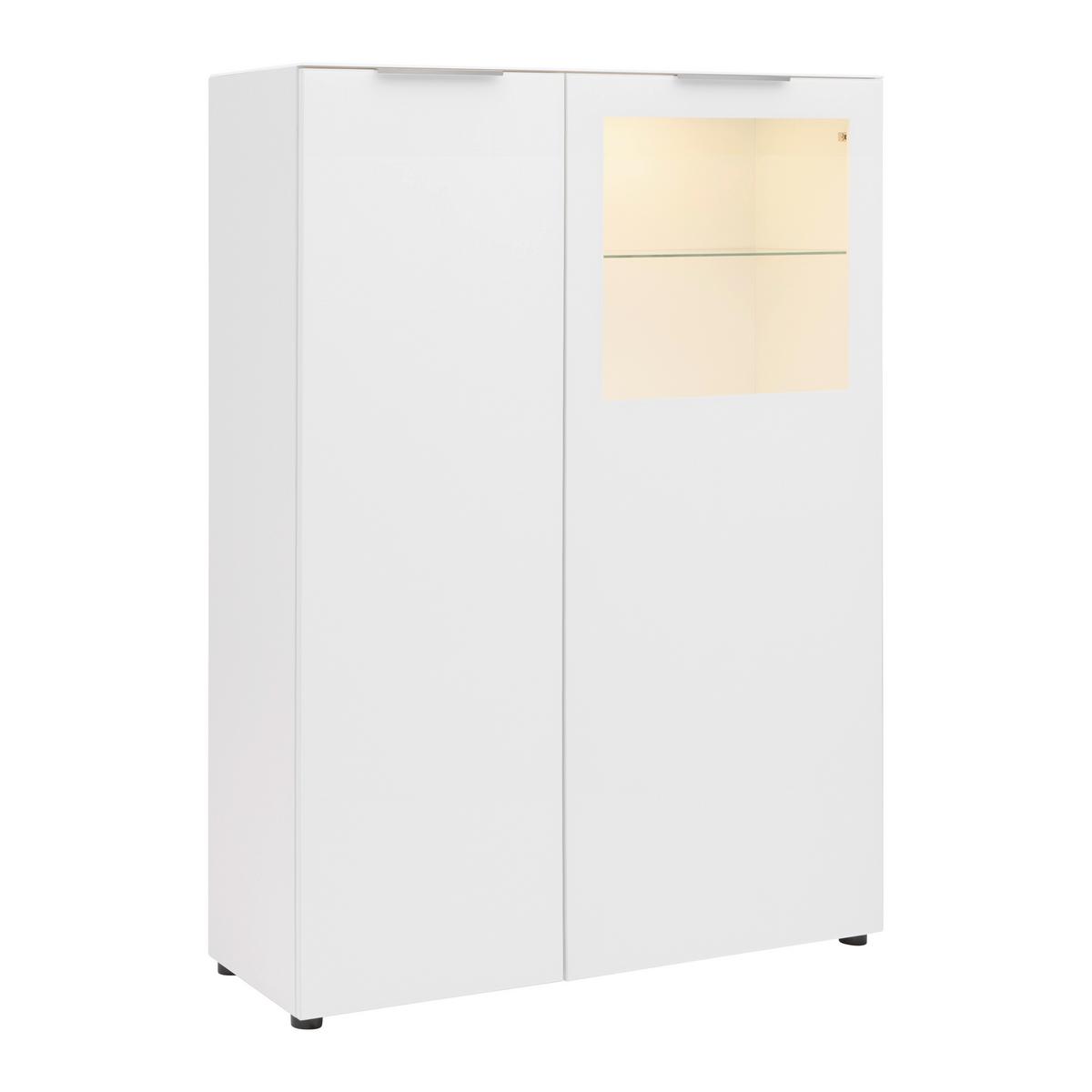 Vitrine Siena Weiß - Chromfarben/Schwarz, MODERN, Glas/Holzwerkstoff (105/151/40cm) - Premium Living